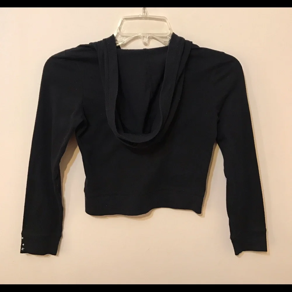 Justice Girl's Full Zip Embellished Black Hooded Shirt Size 7